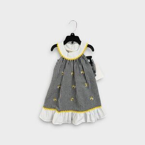 Rare Editions Black and White Gingham Dress with Yellow Accents